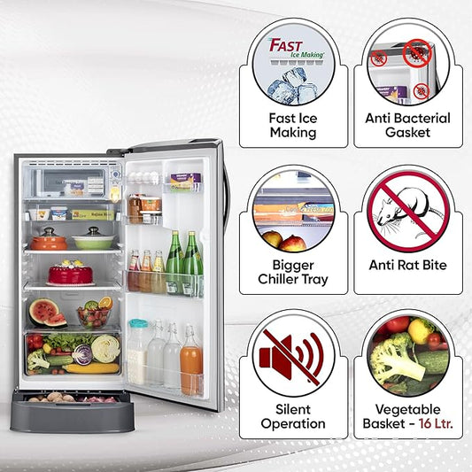 LG 185 L, 5 Star, Smart Inverter Compressor, Direct-Cool Single Door Refrigerator