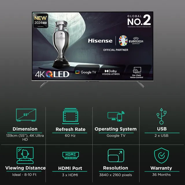 Hisense Q6N 139 cm (55 inch) QLED 4K Ultra HD Google TV with Dolby Vision & Dolby Atmos