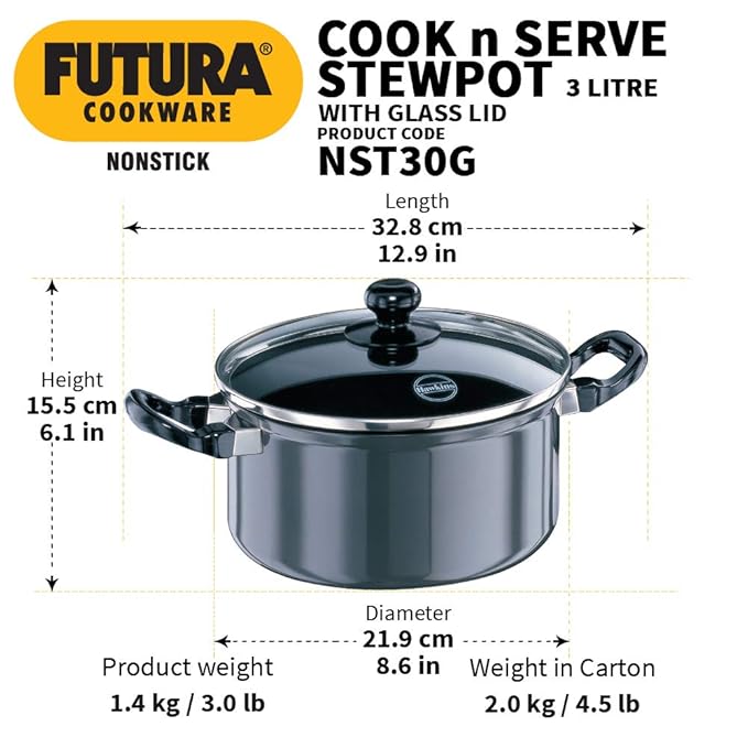 Hawkins Futura 3 Litre Cook N Serve Stewpot