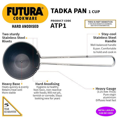 Hawkins Futura 1 Cup Tadka Pan, Hard Anodised Spice Heating Pan