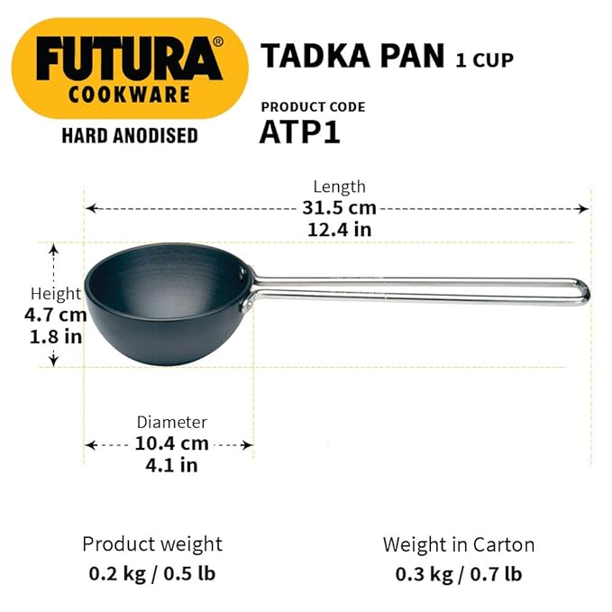 Hawkins Futura 1 Cup Tadka Pan, Hard Anodised Spice Heating Pan
