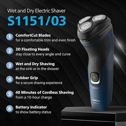 Philips Electric Shaver for Men, Wet and Dry Shave
