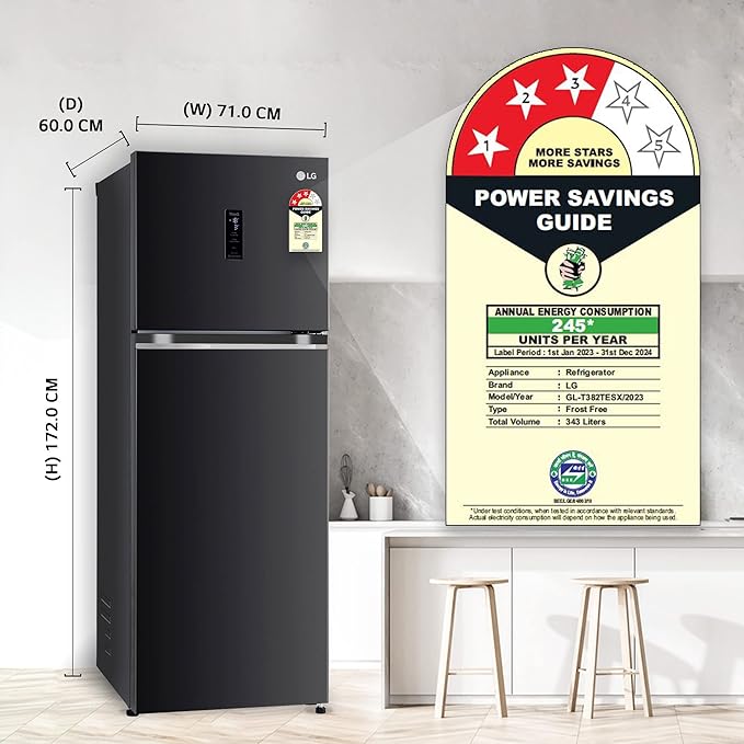 LG 343 L 3 Star Frost-Free Smart Inverter Compressor Wi-Fi Double Door Refrigerator