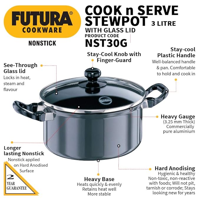 Hawkins Futura 3 Litre Cook N Serve Stewpot