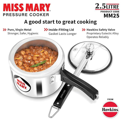 Hawkins 2.5 Litre Miss Mary Pressure Cooker, Inner Lid Cooker