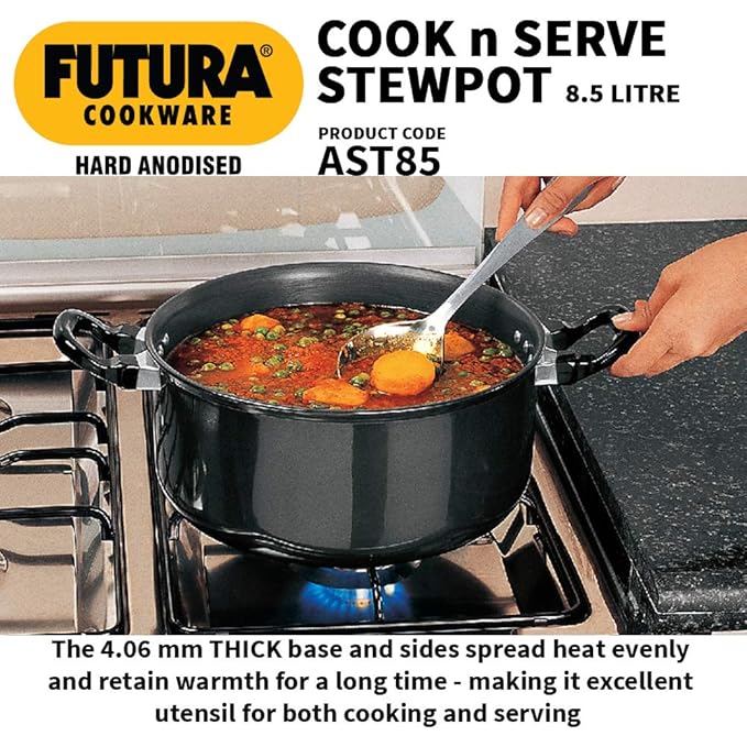Hawkins Futura Hard Anodised Cook-n-Serve Stewpot 8.5 Litres